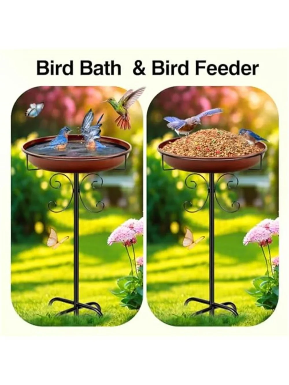 New Heavy Duty Bird Baths for Outdoors, 35In Outdoor Freestanding Birdbaths